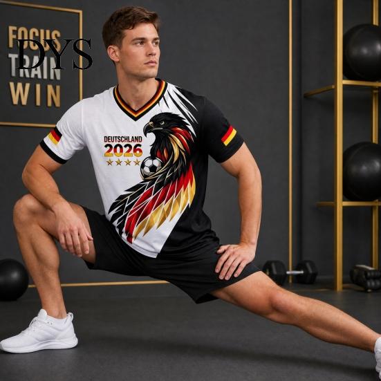 Camiseta de Animación de Fútbol 2026 para Hombre Alemania, Camiseta para Aficionados, Camiseta de Aficionado con Cuello en V Bandera Alemana, Camiseta Elegante con Símbolo para Camiseta Nacional de Fútbol