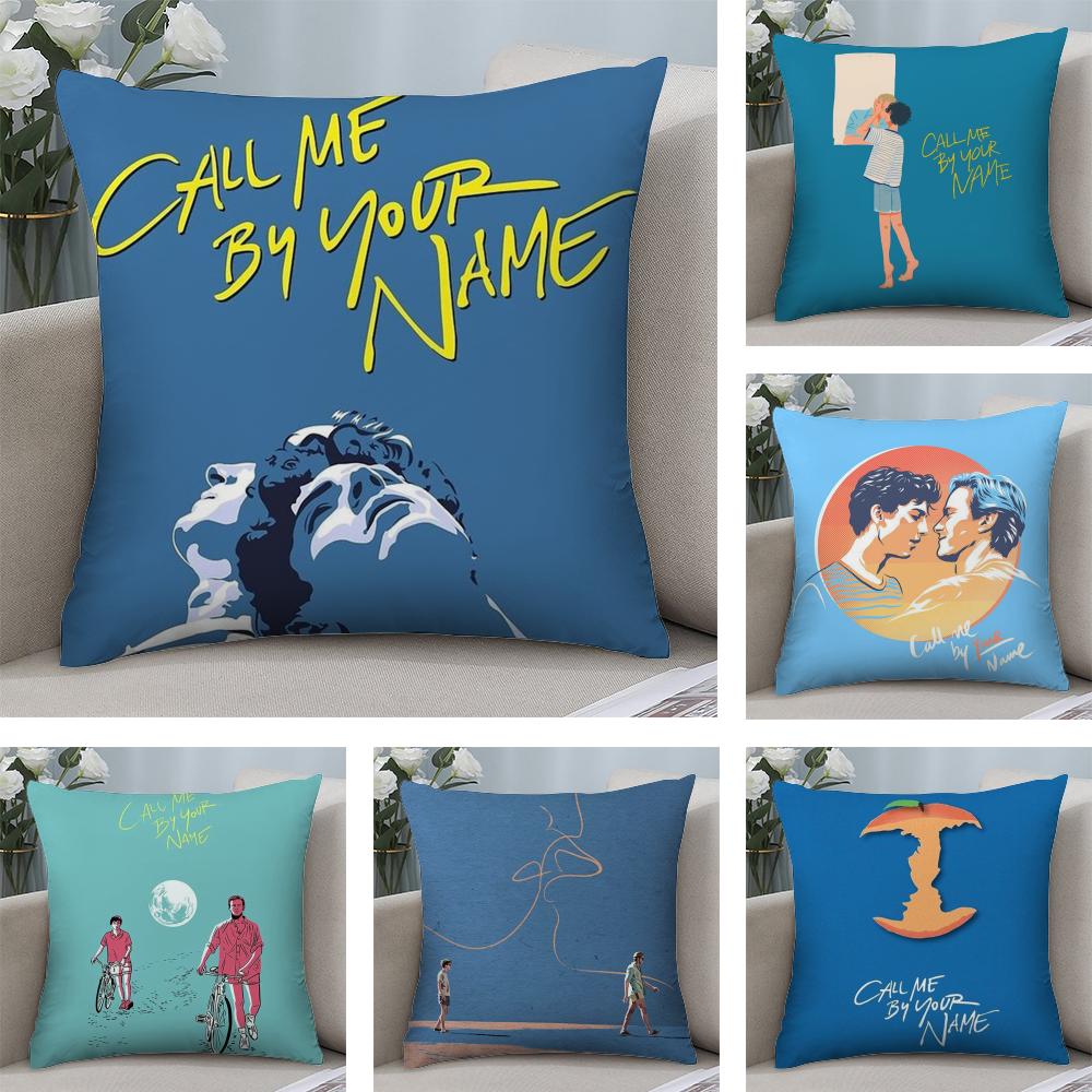 C-Call Me by Your Name Cushion Cover Soft Plush Fabric Double-Sided Printed Sofa Cushion Cover for All Seasons Home Decor Gift