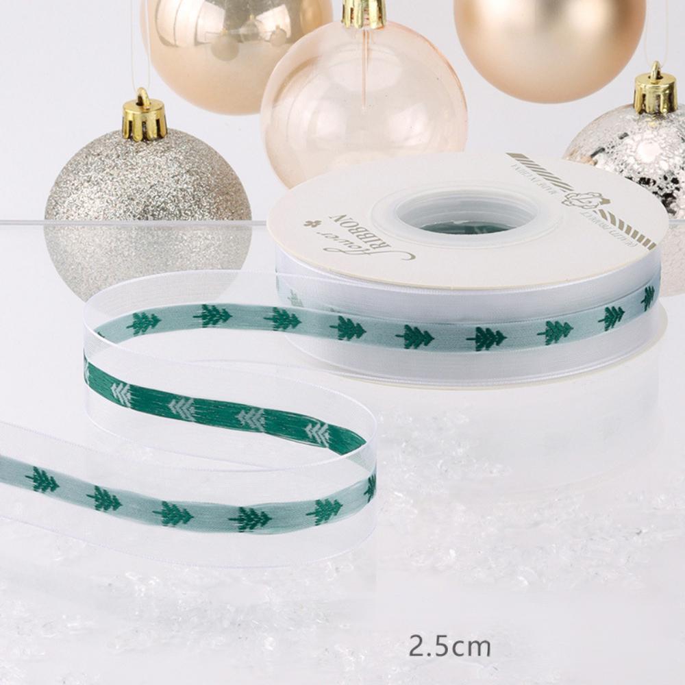 25yards 15/25mm Christmas Tree Ribbon Printed Polyester Ribbons for Decor Xmas Gift Rope Wrapping New Year Gifts Crafts