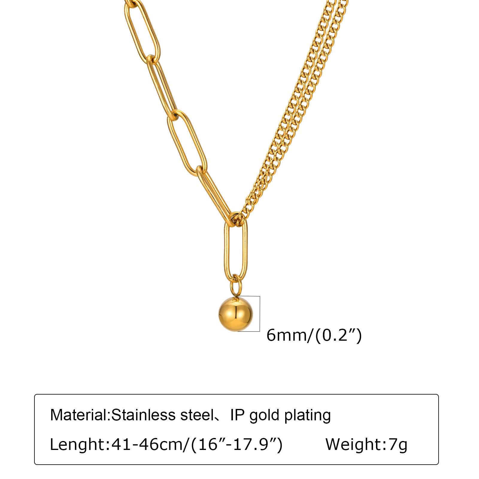 Stainless Steel Layered Bead Ball Chain Choker Necklace for Women, Geometric Ball Torques Collar Jewelry
