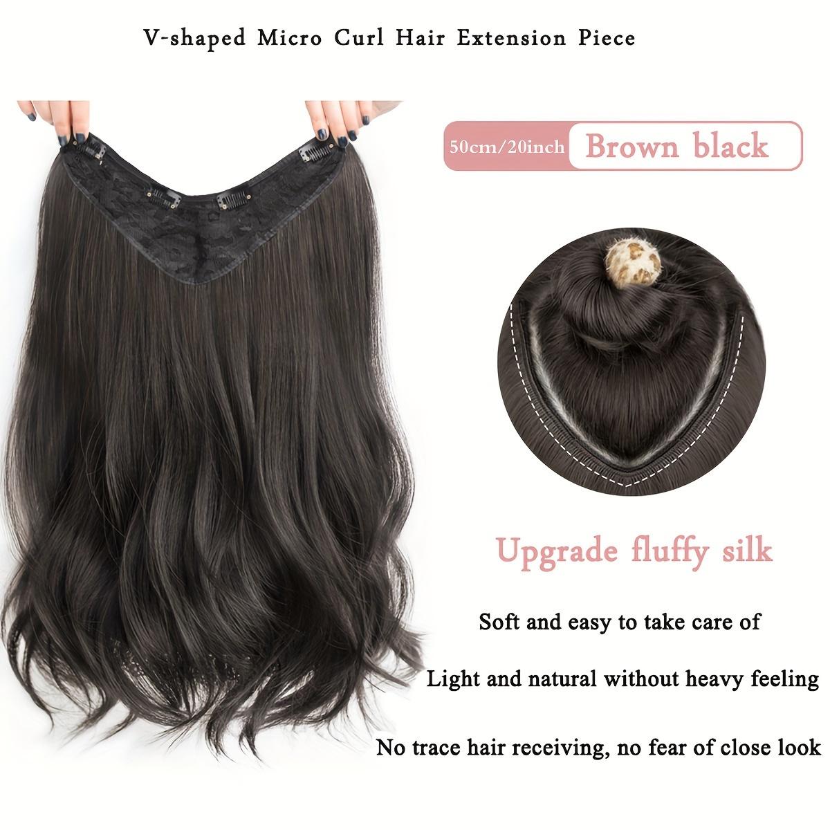 

Женские 20-дюймовые волнистые волосы на клипсе V-образной формы, мягкая, высококачественная, удобная сетка с надежными зажимами, подходят для всех — темно-коричневые.