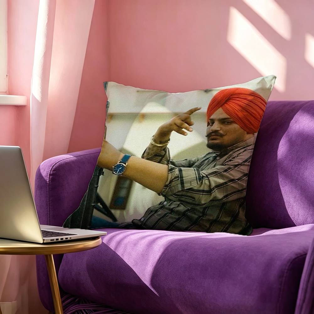 SINGER Sidhu Moose Wala Square DoubleSided printed Pillow Case Bedroom Bedside Pillow Sofa Cushion Cover