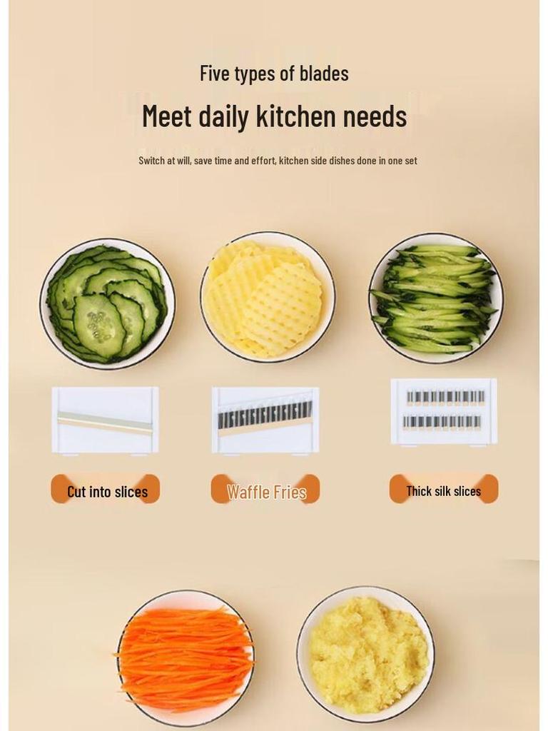 Multifunctional Vegetable and Potato Slicer, Shredder, and Julienne Grater with Kitchen Inserts