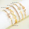 5pcs Exquisite Gold Color Butterfly Bracelet Set For Women Vintage Rhinestone Heart Infinity Cuff Bangle Daily Wear Jewelry Gift