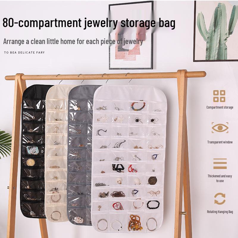 80-Pocket Double-Sided Hanging Organizer for Jewelry & Miscellaneous Items