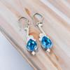 Natural Swiss Blue Topaz Gemstone 925 Sterling Silver Handmade Jewelry Earrings EE-37-8