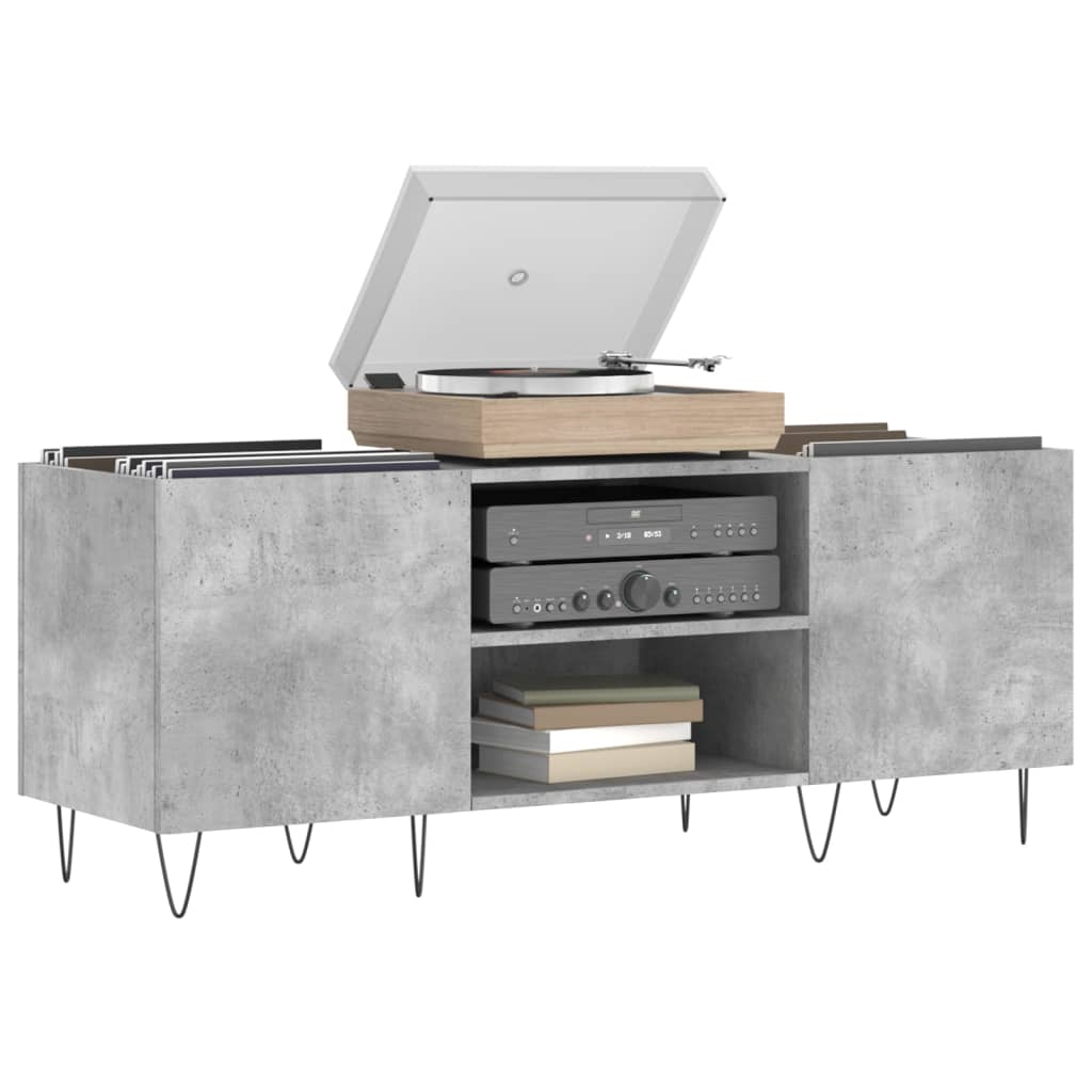 Record Cabinet Concrete Gray 121 x 38 x 48 cm Engineered Wood