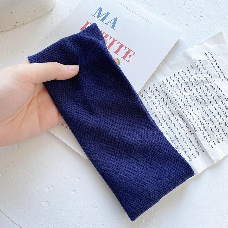 

Женская широкая повязка на голову, эластичная повязка для волос, спортивный тюрбан для йоги, головной убор темно-синий