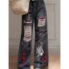 Niche Y2K Distressed Wide-Leg High-Waisted Jeans for Women