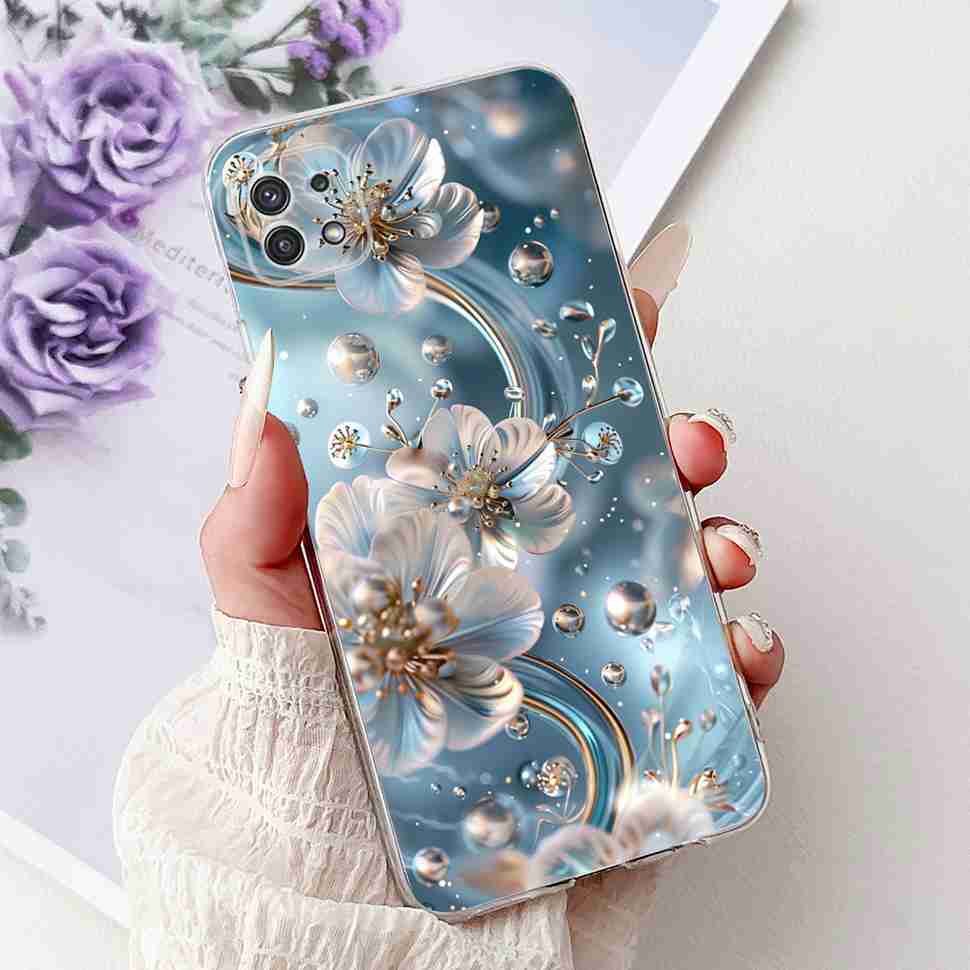 For Samsung Galaxy A22 5G Case SM-A226B Fashion Flower Bear Soft Silicone Cover For Samsung A22 A22 SM-A226BRN 6.6" Phone Casing