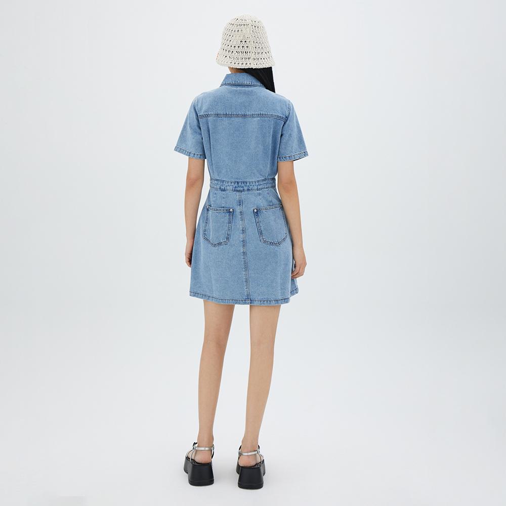 LAP Kurzarm Hemdkleid Mini Denim Kleid Ar2Do460