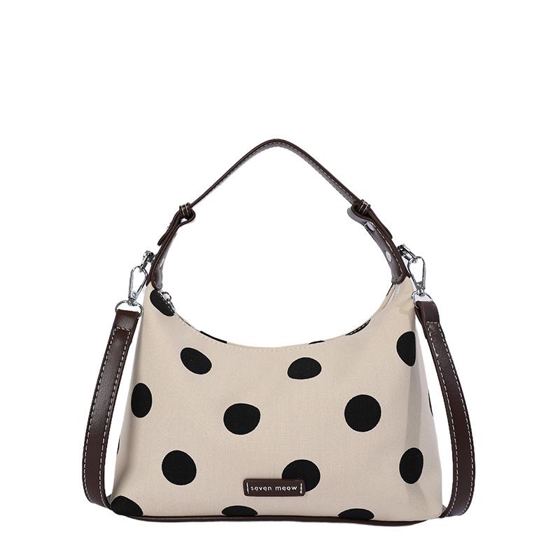 Korean Patchwork Polka Dot Linen Tote - Women's 2026 Summer Large Capacity Fashion Crossbody Bag