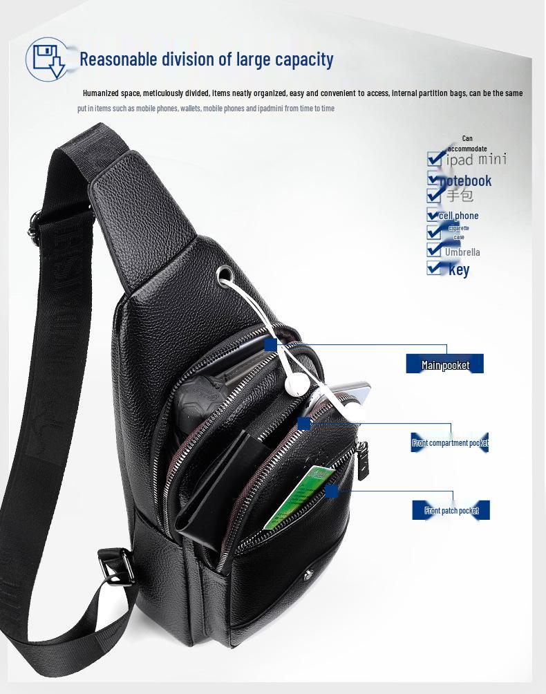 Men's PU Leather Crossbody Sling Bag - Casual Fashion Small Backpack