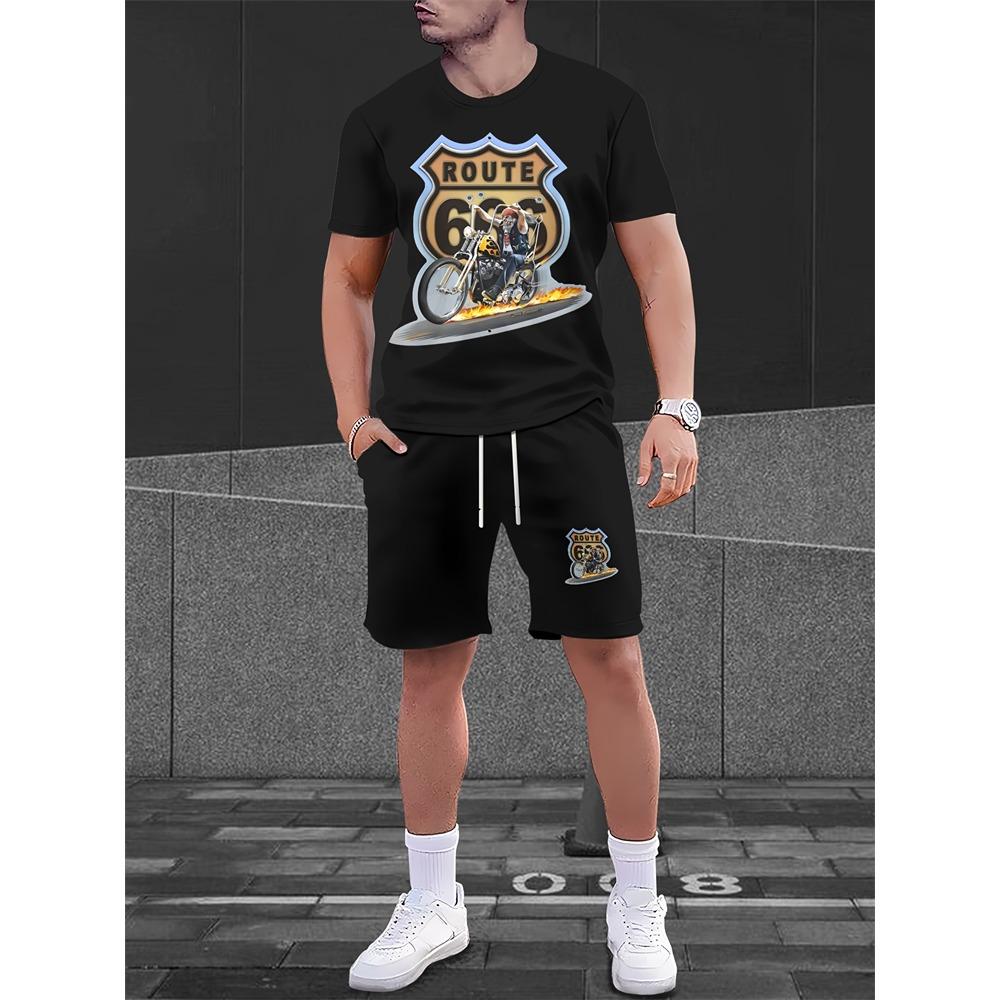 Neue Mode 3D Lustiger Druck Herren Anzug Übergroß Kurzarm Shorts Zweiteiler Herren Sportbekleidung Sommer Freizeit Reise Anzug