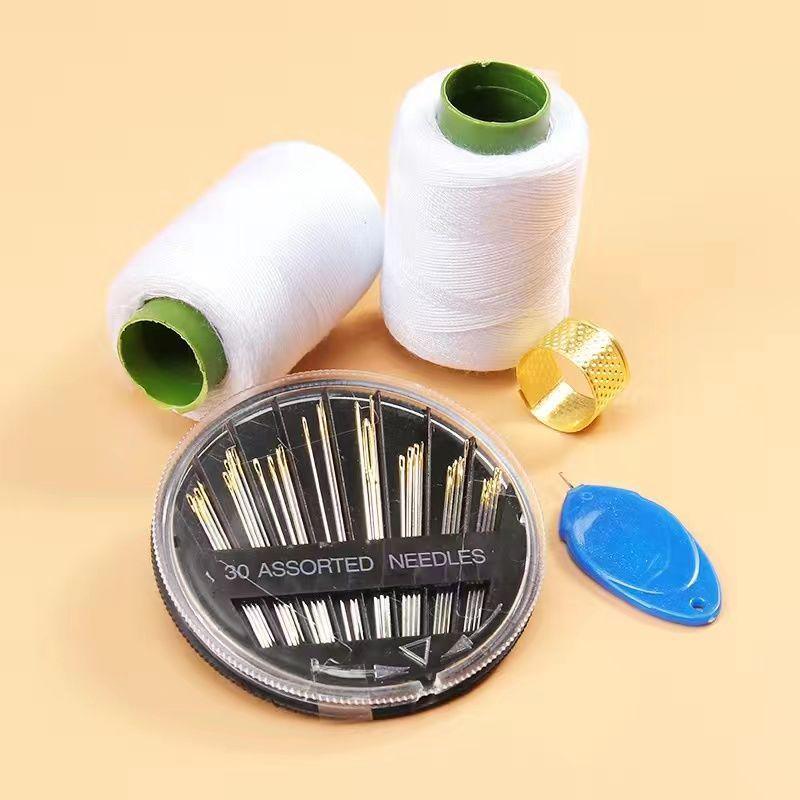 Mending Handmade Needle and Thread Set: White & Black Sewing Threads for Clothes