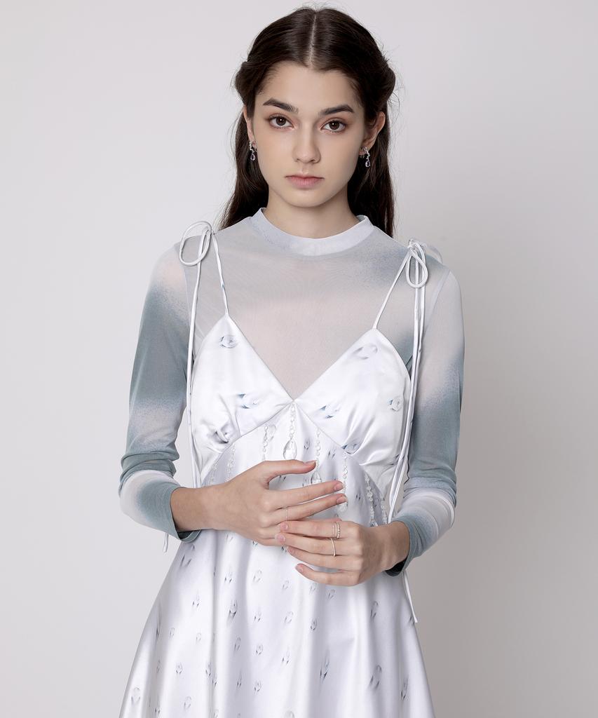 Aiseugadeuneiogongpal Water Wave Print Mesh Top