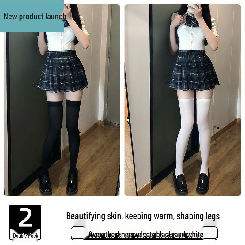 Meias-calças Veludo Preto Fosco 80D Femininas - Meias Cinza Nude Anti-Puxões para Primavera e Outono