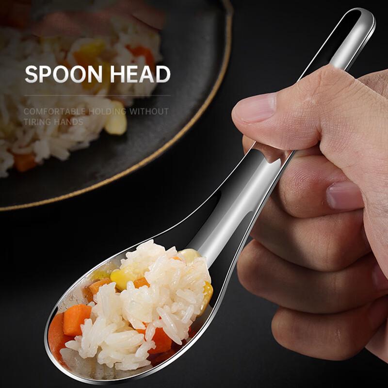 Lu Fenglai 304 Stainless Steel Deepened Flat-Bottom Soup Spoons