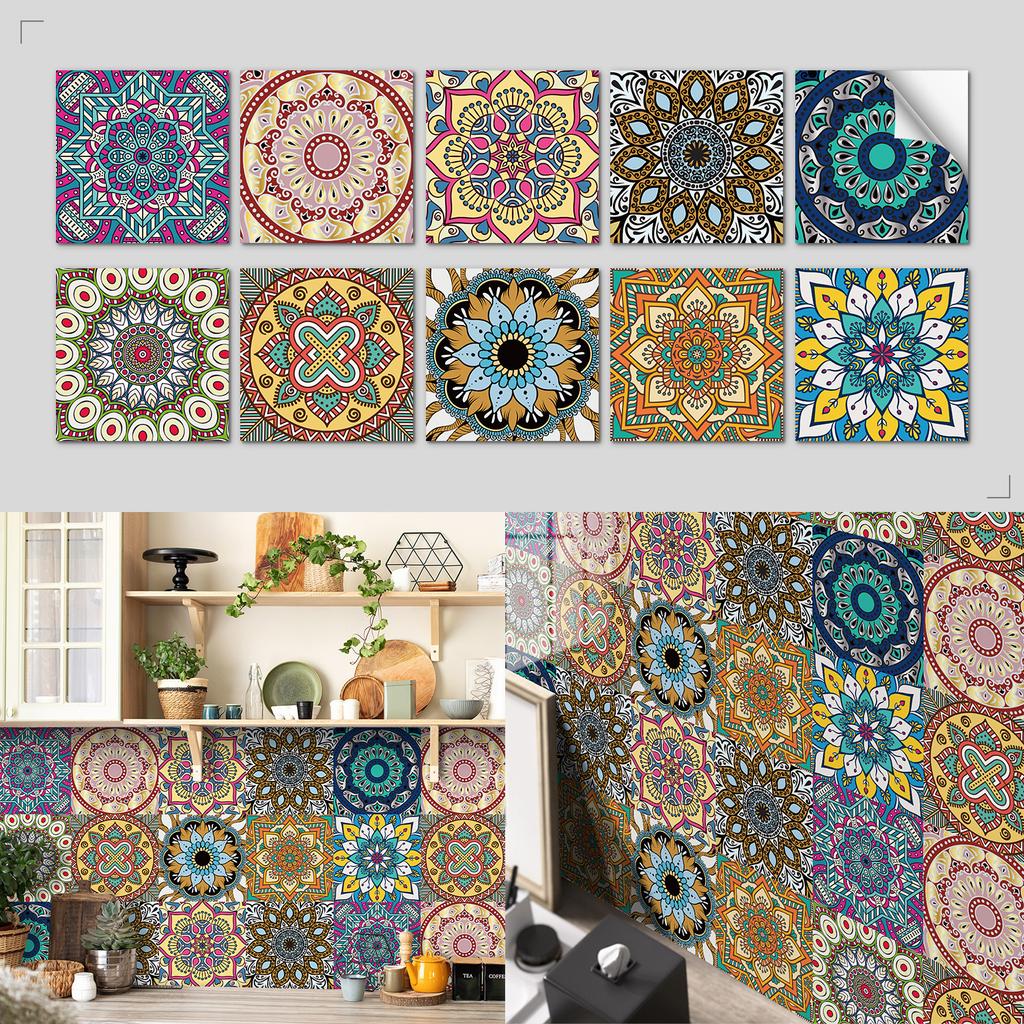 Nordic Tile Art Wall Sticker Kitchen Bathroom Waterproof And Oil-Proof Wallpaper Self-Adhesive Crystal Film Tile Sticker