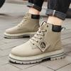 Fashion Men's Boots Size 48 Retro British Style High Top Workwear Boots Lace Up Thick Sole Warm Comfort Round Toe Outdoor Leather 2025