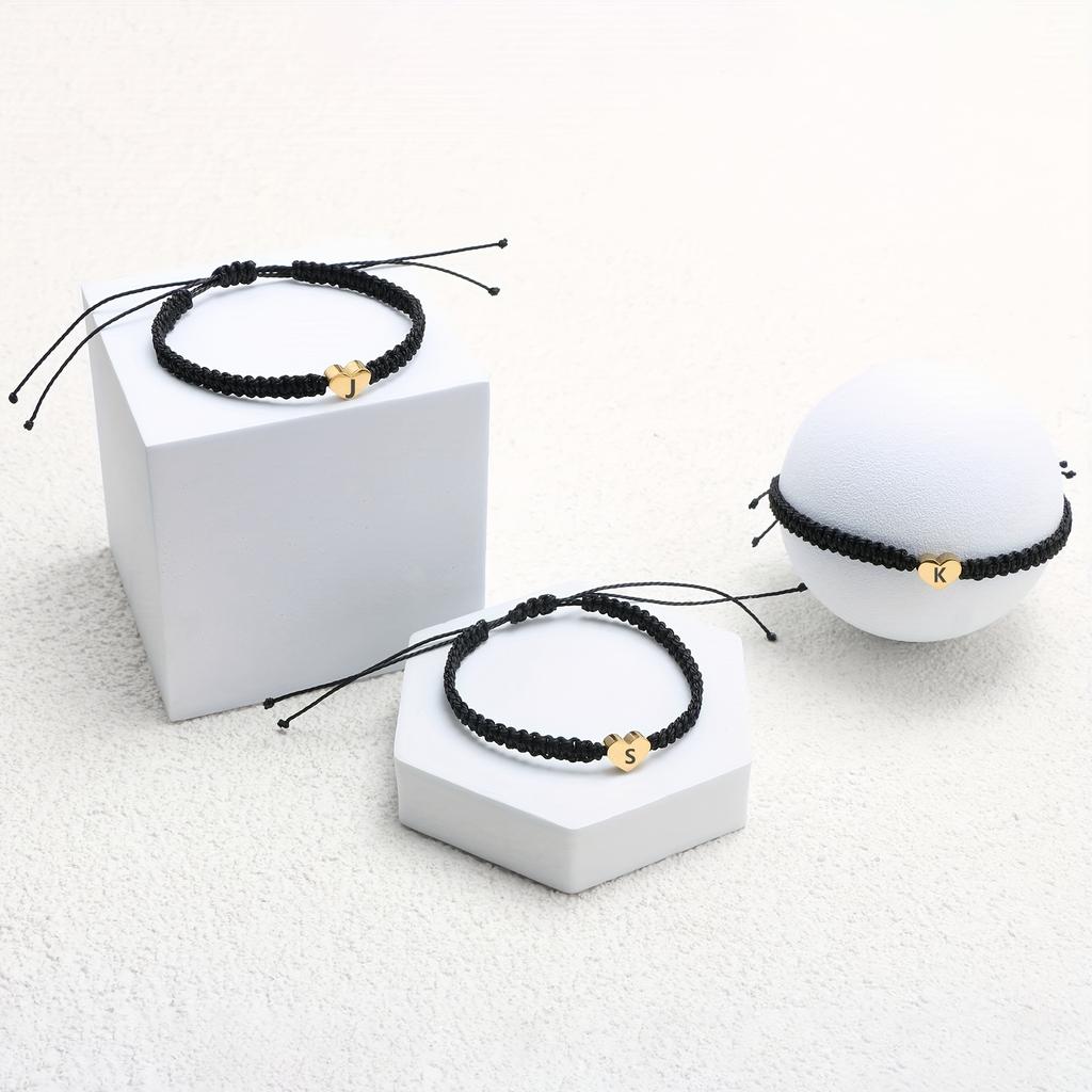 1 Stück Herzarmbänder A-T Anhänger Armband Für Frauen Geschenke Seil Verstellbarer Schmuck Für Teenager Mädchen Freunde Ehefrau Freundin Freund Paar Freunde