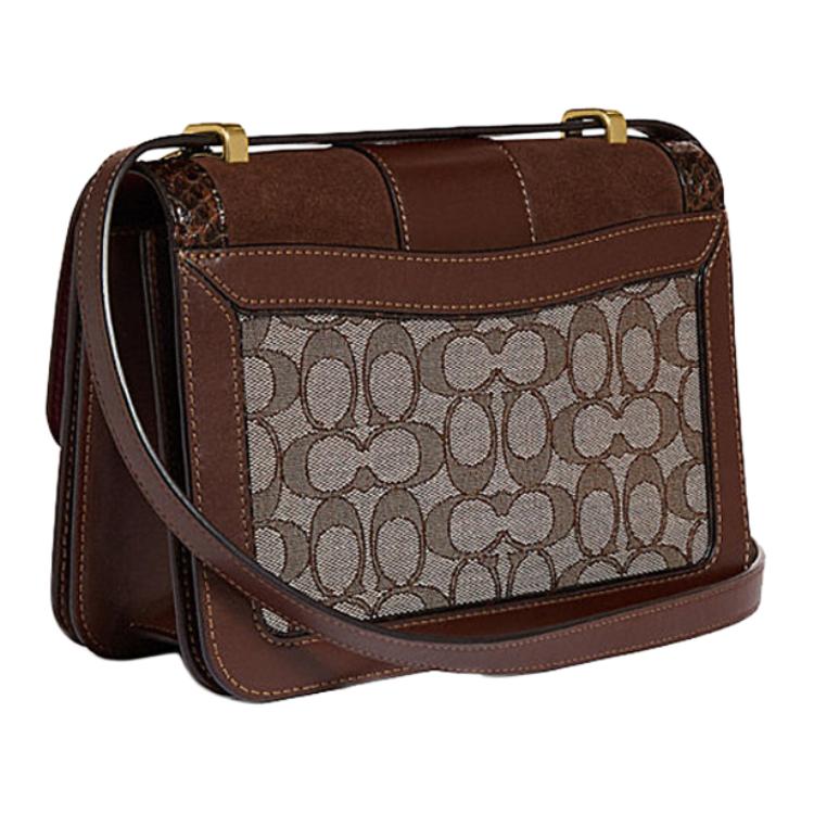 Coach Alie 23 Magnetic Closure Design Fabric And Leather Messenger Bag Small Crossbody Shoulder Bag Medium Women Bags Brown C3756-B4S0M