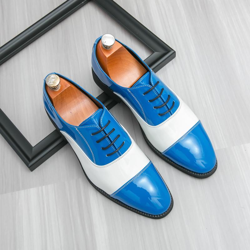Men Oxfords Dress Brogues Derbys Formal Business Blue Red Leather Shoes Tuxedo Wedding Shoes Over Sized