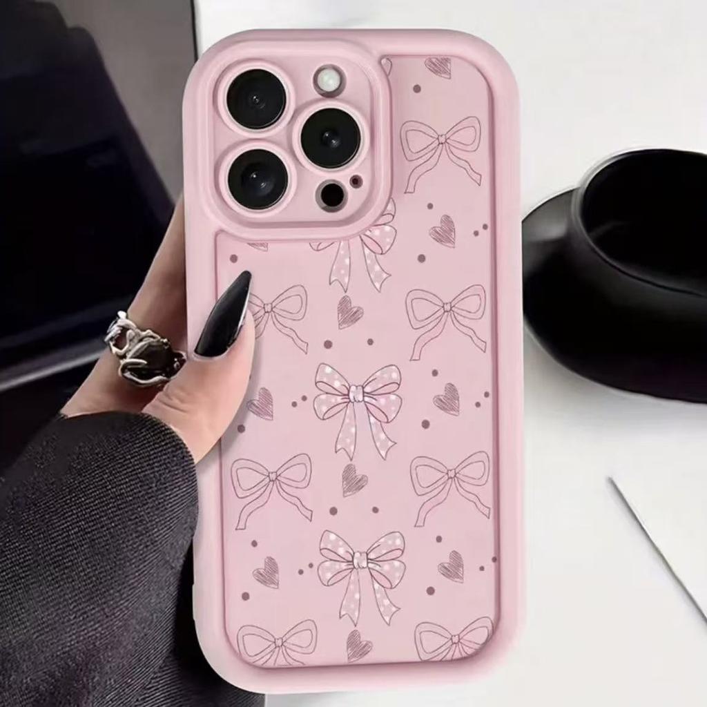 Pink Bow for Iphone17pro Mobile Phone Case Apple 15 Foreign Trade 14 Korean 13promax New 16E