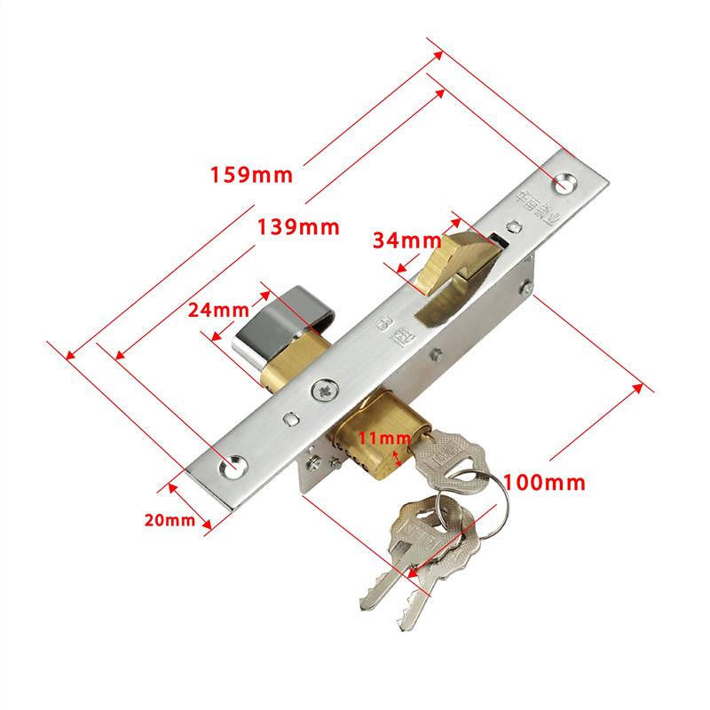 Door Hook Lock Sliding Door Lock Replacement Security Lock with Keys for Kitchen Balcony Accessories for 30-42MM Door Thickness