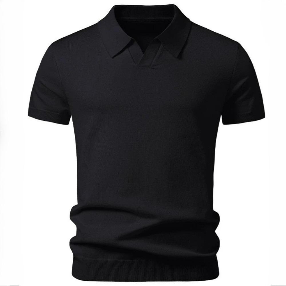 T-shirt en tricot à manches courtes et col en V pour homme - Style Business Casual - Été/Automne