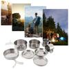 8pcs/set Camping Cookware Mess Kit Stainless Steel Cooking Pot And Pan Set With Plates Cups For Outdoor Hiking Backpacking