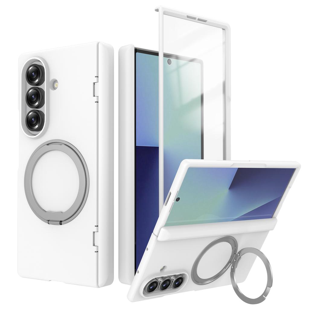 360° Rotating Magnetic Bracket Holder Hinge Magsafe Case for Samsung Galaxy Z Fold 7 6 Tempered Screen Glass Film Protect Wireless Charging Hard Cover