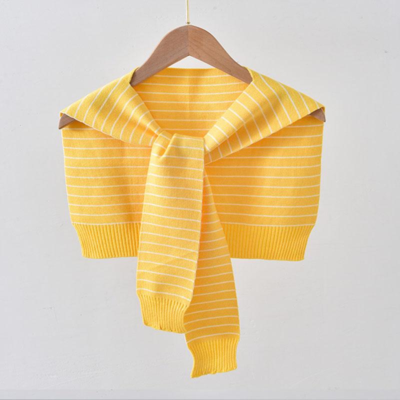Shawl White Fake Collar Women Detachable Collars Warm Stripe Shoulder Wrap Knit False Collar Scarf Neckline Neckband Faux Col