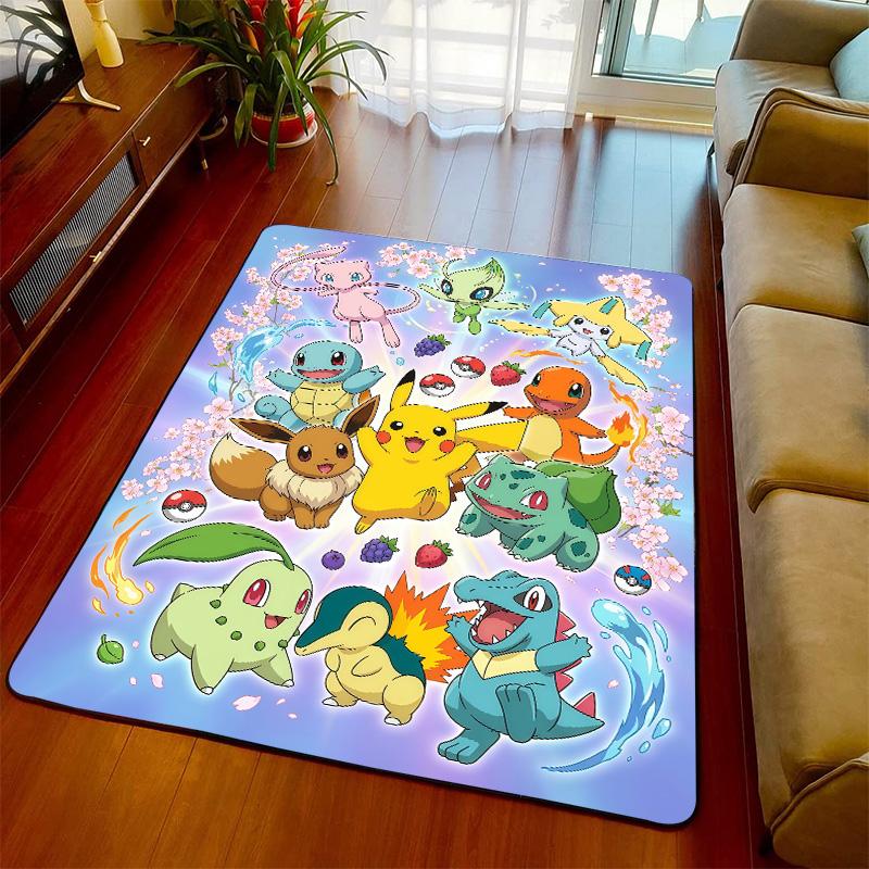Pokemon Anime Theme Carpet Rug Floor Mat Soft Surface Non Slip Base for Living Room Bedroom -QJY