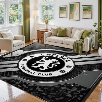 Chelsea FC Design Crystal Velvet Rug Soft Decorative Mat for Bedroom Entrance