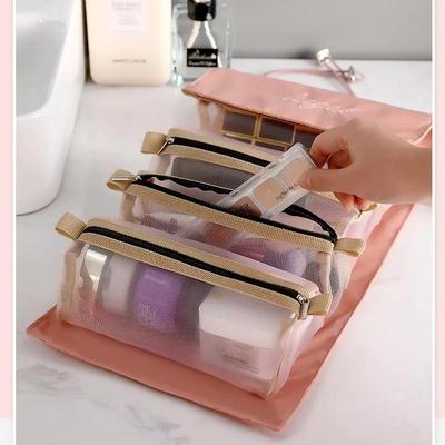 Kosmetiktaschen Abnehmbar 4 Stück in 1 Tragbare Kosmetiktasche Reise Faltbar Trennbar Toilettenartikel Aufbewahrungstasche Organizer Make-up Tasche Neu
