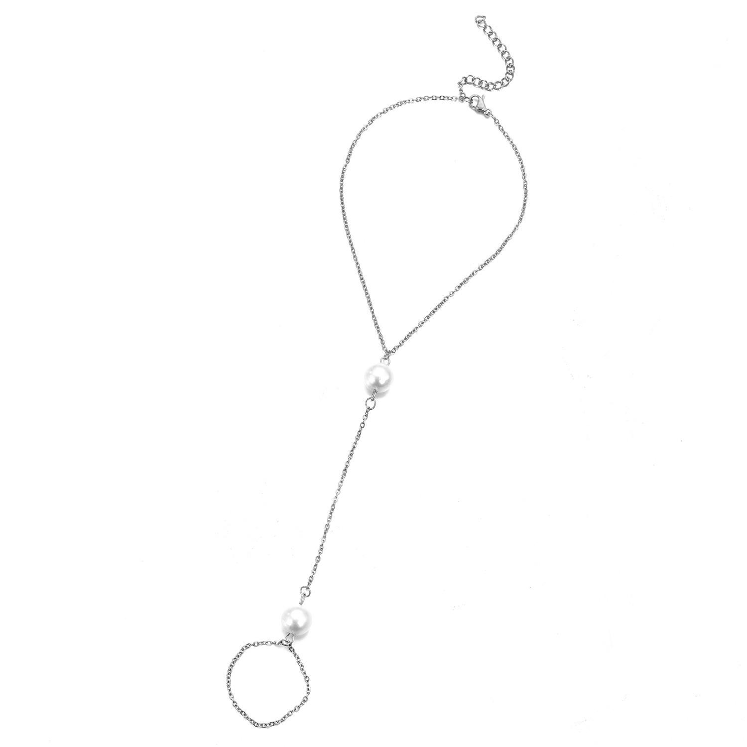 

Золото 18 карат Нержавеющая сталь Жемчужная подвеска Браслет на ногу серебряный