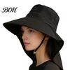 Atmungsaktiver Polyester-Sonnenhut für Damen mit Nackenschutz, breiter Krempe, faltbar, UV-Schutz, Strandhut, für Reisen, Wandern, Pendeln, leichte Sommer-