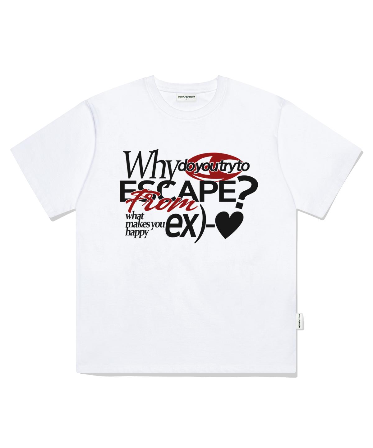 Escape From Ex Red Heart Print Oversized Short Sleeve T-Shirt White M