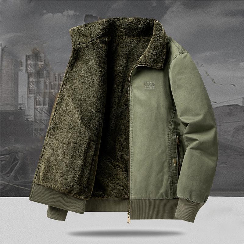 Men's Plus Velvet Double-Sided Lambswool Jacket - Large Size, Winter Warmth Coat