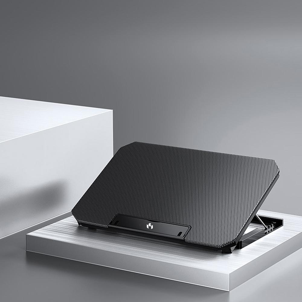 MC Q100 Laptop Cooler 2-fan Laptop Cooling Stand Low Noise Design with 4- Height Dual USB Ports Wide Compatibility