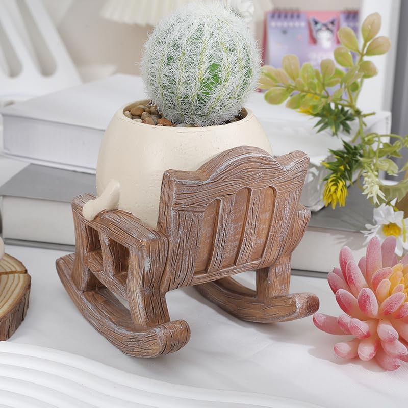 Yurika Flower Pot Smiling Cute Planter Houseplant Resin Flower Pot Succulent Pot Healing Indoor Outdoor Plant Pot with Drainage Hole Room Decoration
