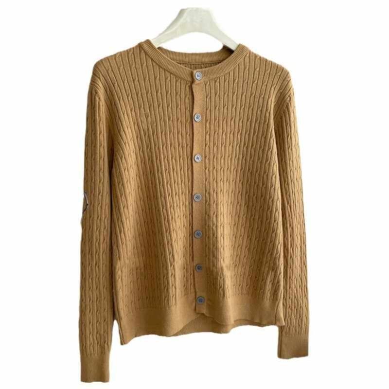 Core-spun Yarn Twist Soft Waxy Knitted Cardigan Top Women's Autumn and Winter New Casual Sweater Long-sleeved Jacket Top