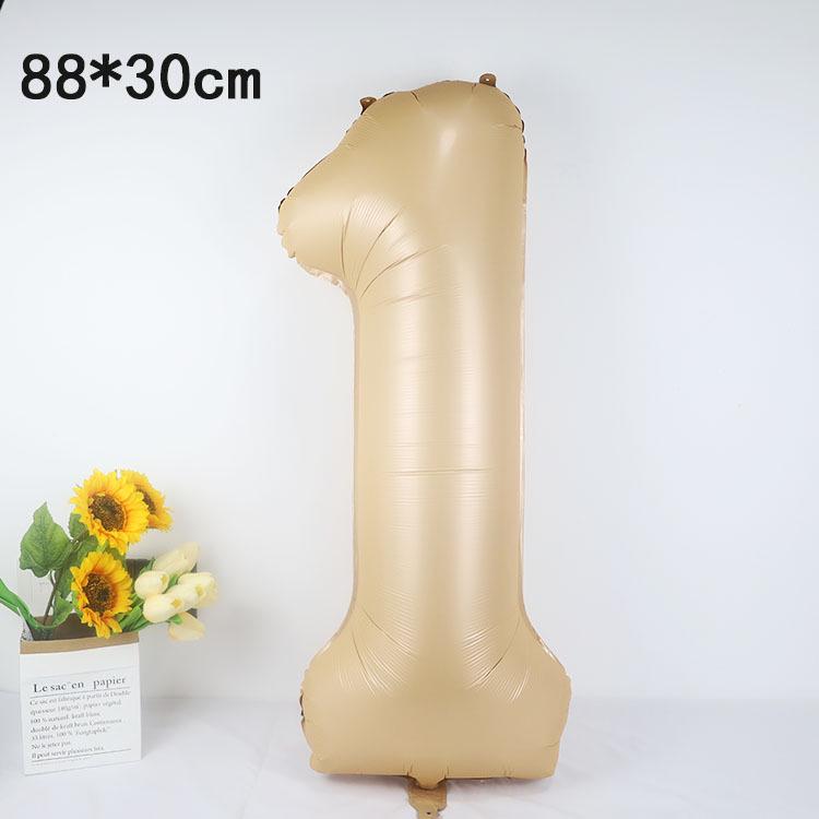 40-Inch American Caramel Cream Number Balloons - Birthday Party Decoration Slim Aluminum Foil Balloons