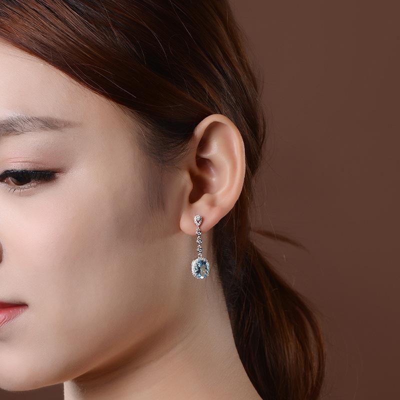 Natural Aquamarine Drop Earrings for Women Sterling Silver 925 Timeless Design Delicate Female Jewelry Wedding Luxury Earrings