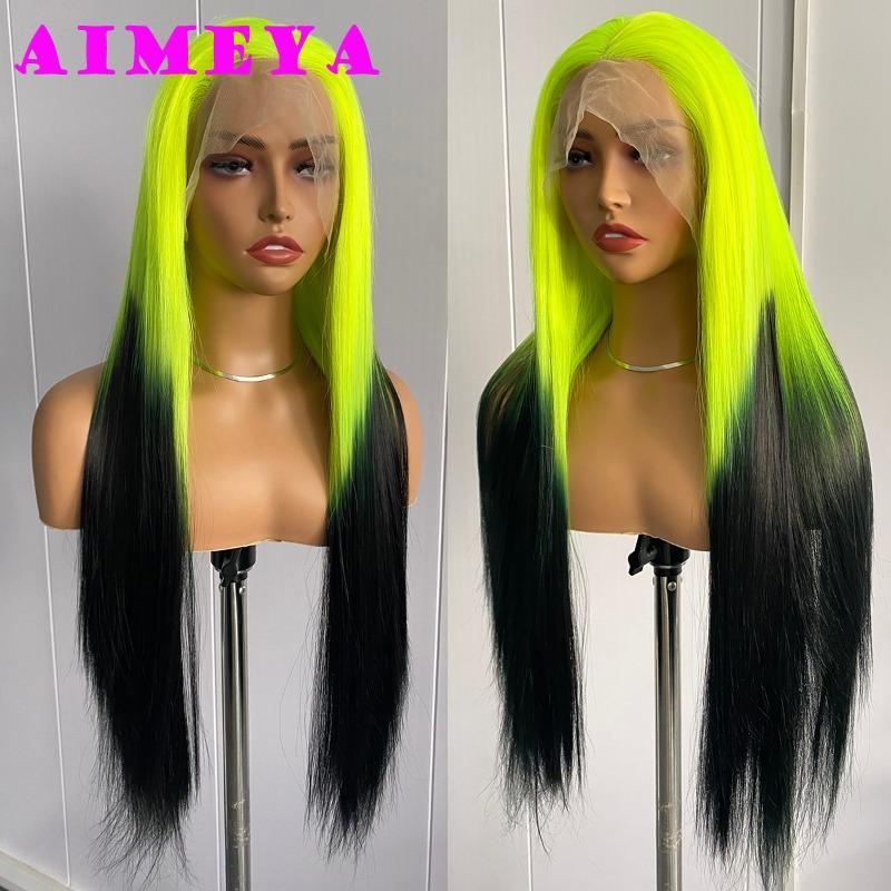 

AIMEYA Ombre Pink Wig Synthetic Long Silky Straight Lace Front Wig 13x4 Glueless Natural Hairline Daily Use Lace Wig Cosplay (as the picture,26inches&Lace Front)