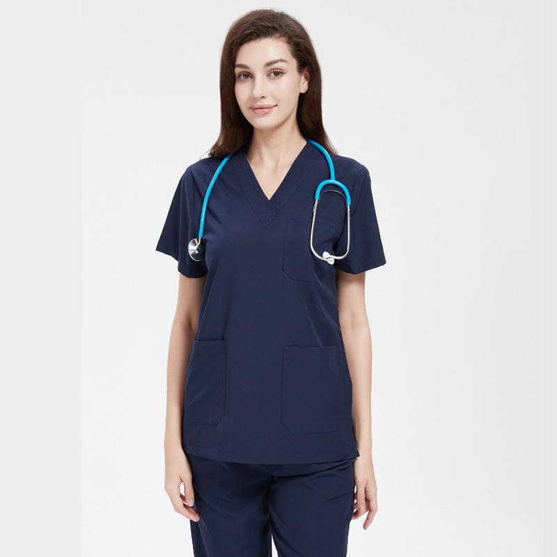 Elastic V-neck Doctor & Nurse Work Uniform - Washable Surgical Gown Suit Set.