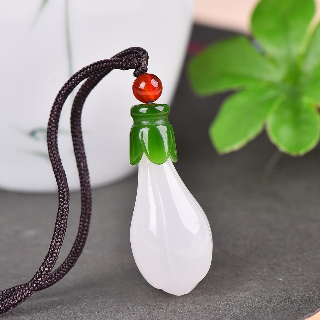 Natural Nephrite White Jade Flower Necklace Women Fine Jewelry Genuine Chinese Hetian Jade Orchid Flower Pendant Amulet Necklace 17-38mm