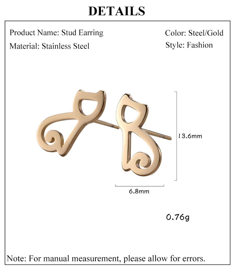 Cazador Cute Cat and Fish Bone Stud Earring Women Small Piercing Earrings Stainless Steel Jewelry Mother Gift 2026 Trend