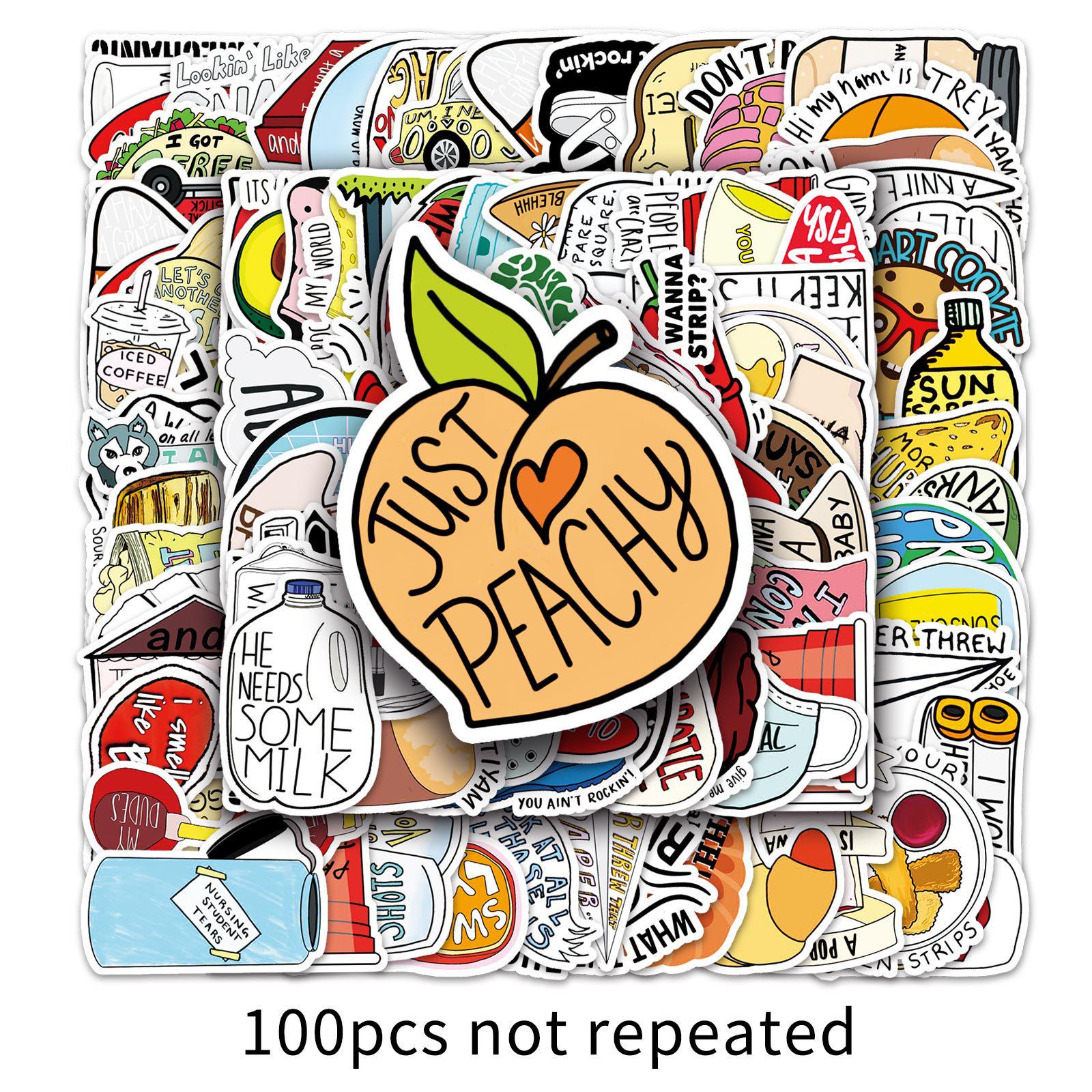 100 Waterproof Vine-Themed Cartoon Stickers for Tablet, Scooter, Guitar, Car - Decorative and Unique
